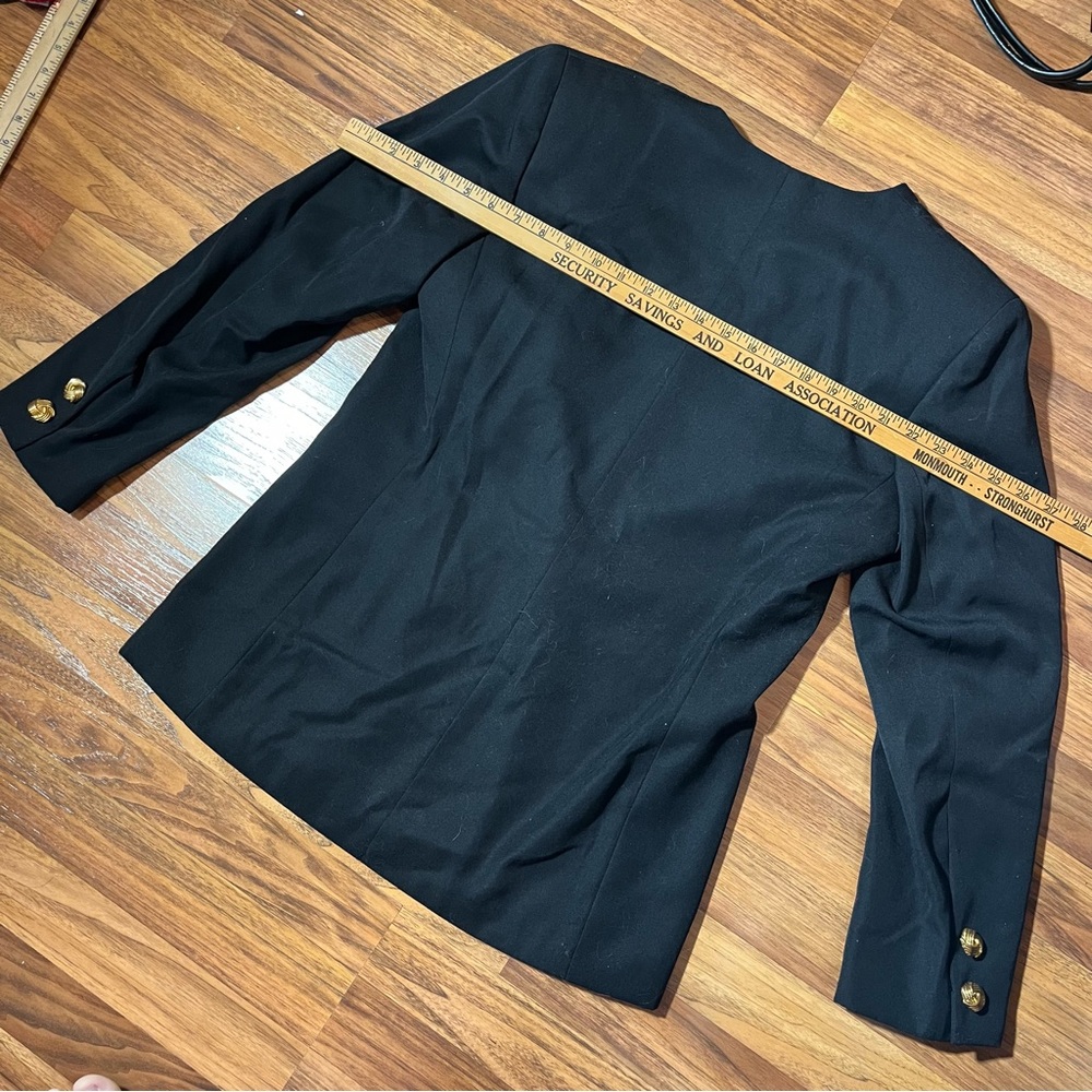 Vintage 90’s Black Blazer with Gold Buttons Vintage Black Jacket Princess Diana - Picture 10 of 11